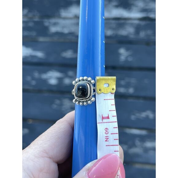 925 Sterling Silver Genuine Blackjack Turquoise Stone Southwestern Ring Sz 9 - Picture 14 of 15